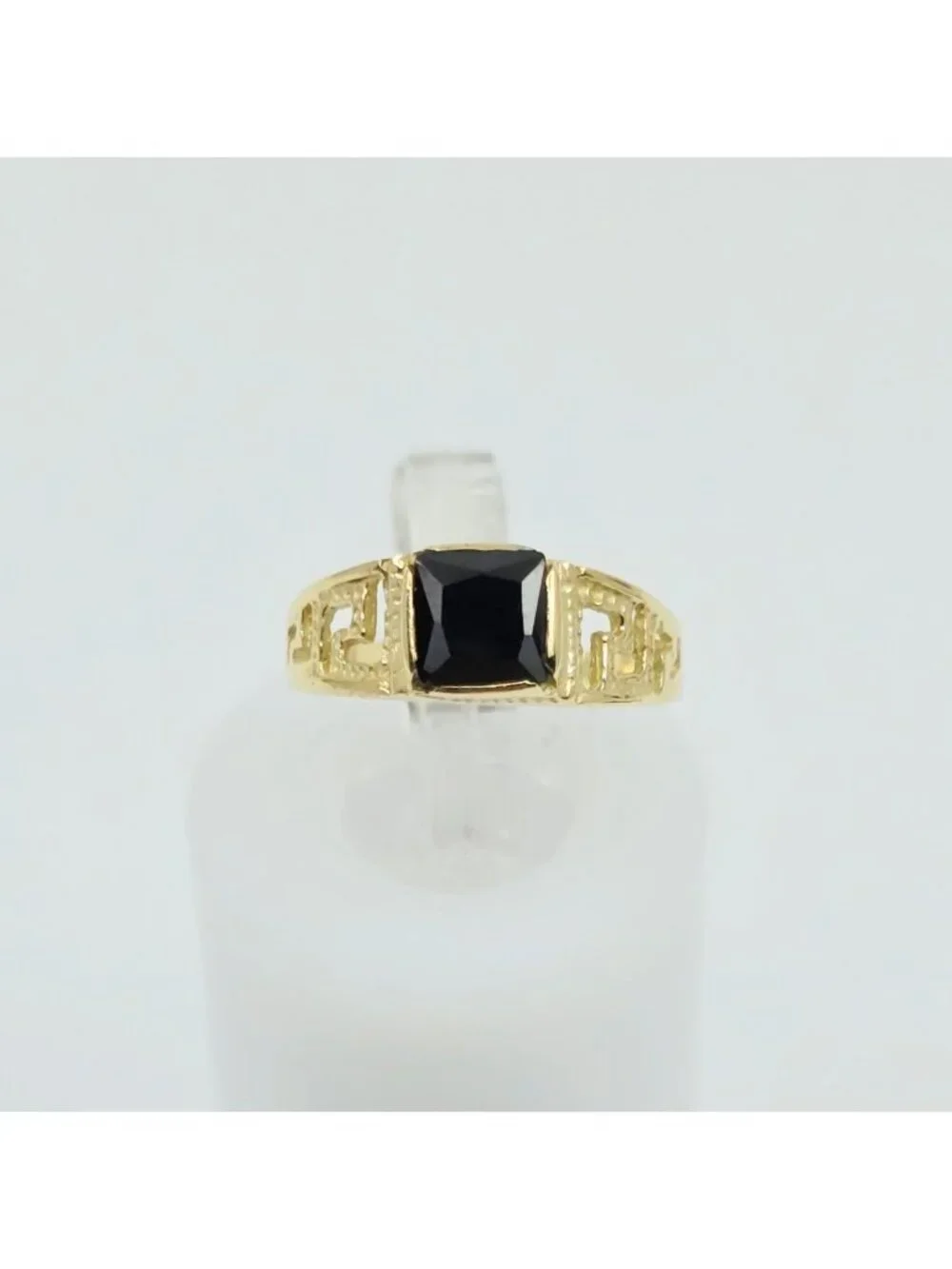 Beautiful 14K Karat Solid Yellow Gold Designer Square Onyx Baby Ring - Size 3
